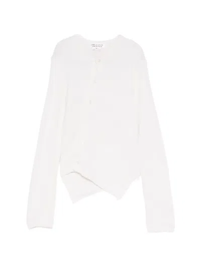 Comme Des Garçons Asymmetric Cardigan In White