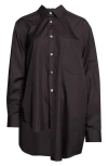 Comme Des Garçons Asymmetric Cotton Broadcloth Button-up Shirt In Brown