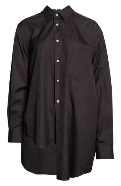 Comme Des Garçons Asymmetric Cotton Broadcloth Button-up Shirt In Brown