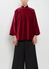 Comme Des Garçons Asymmetric Cotton Velvet Jacket In Burgundy