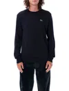 Comme Des Garçons X Lacoste Asymmetric Wool Logo Sweater In Navy