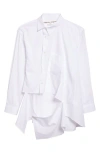 Comme Des Garçons Asymmetric Cutout Cotton Broadcloth Button-up Shirt In White