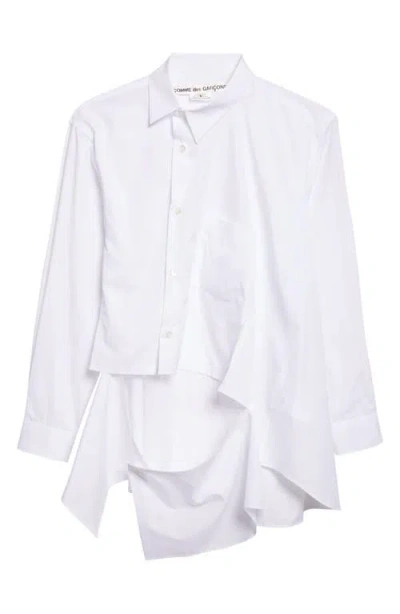 Comme Des Garçons Asymmetric Cutout Cotton Broadcloth Button-up Shirt In White