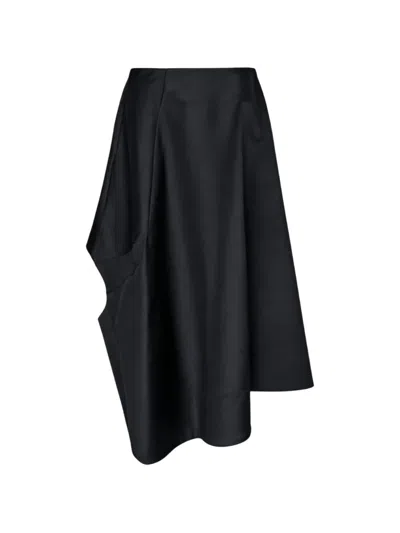 Comme Des Garçons Asymmetric Cut-out Midi Skirt In Black