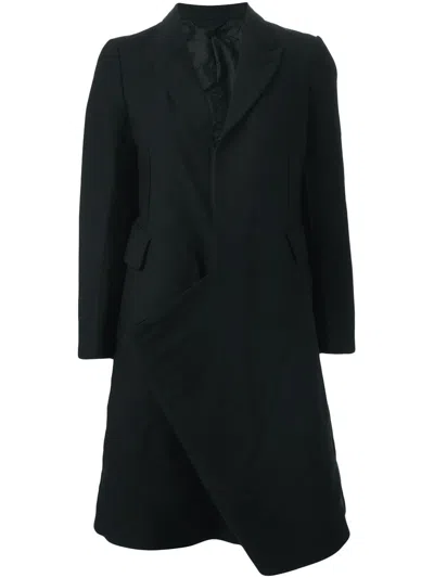 Comme Des Garçons Asymmetric Draped Detail Coat In Black