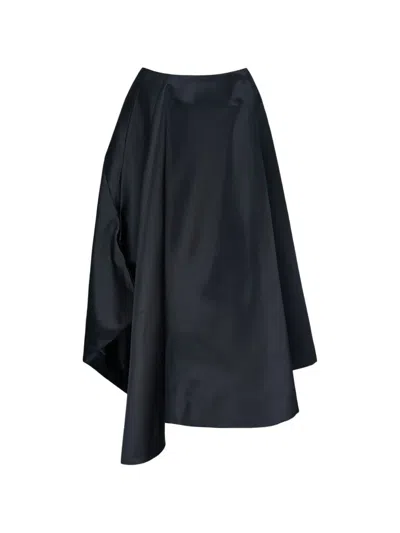 Comme Des Garçons Asymmetric Draped Midi Skirt In Blue