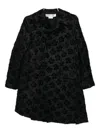 Comme Des Garçons Asymmetric Floral Coat In Black