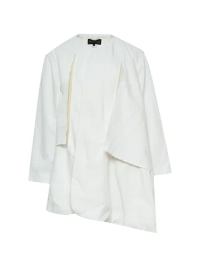 Comme Des Garçons Asymmetric Frayed-edge Jacket In White