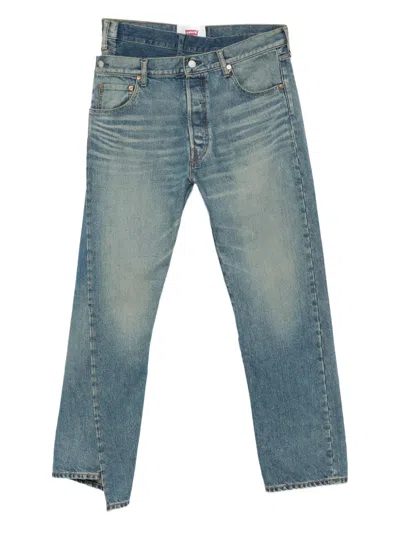 Comme Des Garçons Asymmetric-hem Jeans In Blue