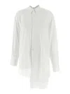 Comme Des Garçons Asymmetric Hem Shirt With Front Button Closure And Unique Silhouette In White