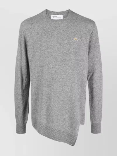 COMME DES GARÇONS WOOL ASYMMETRIC-HEM LOGO-PATCH KNITTED JUMPER