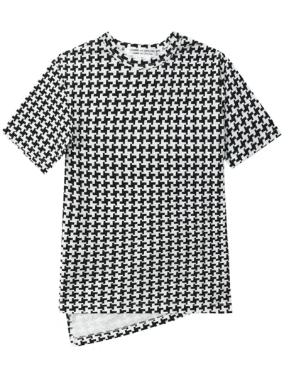 Comme Des Garçons Asymmetric Houndstooth T-shirt In Multi