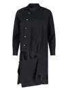 Comme Des Garçons Long Sleeve Asymmetric Hem Collared Top In Black