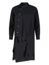 Comme Des Garçons Long Sleeve Asymmetric Hem Collared Top In Black