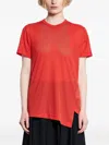 Comme Des Garçons Asymmetric Mesh T-shirt In Red
