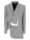 Comme Des Garçons Asymmetric Pied De Poule Blazer With Classic Collar And Distinctive Details In Gray