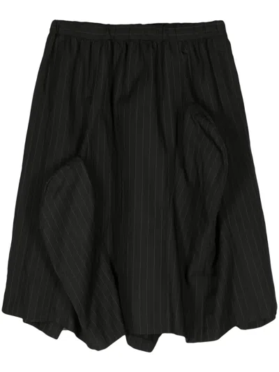 Comme Des Garçons Asymmetric Pinstriped Skirt In Black