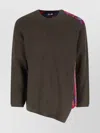 Comme Des Garçons Asymmetric Plaid Crew Neck Sweater In Brown