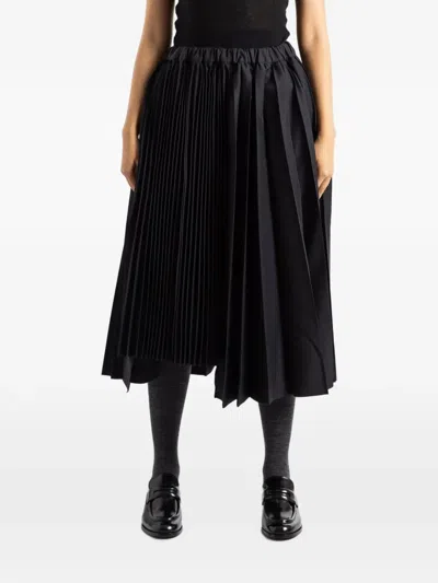 Comme Des Garçons Asymmetric Pleated Skirt In Black