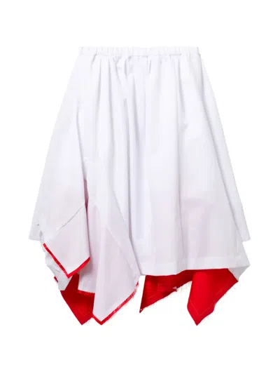 Comme Des Garçons Asymmetric Ruffled Skirt In White