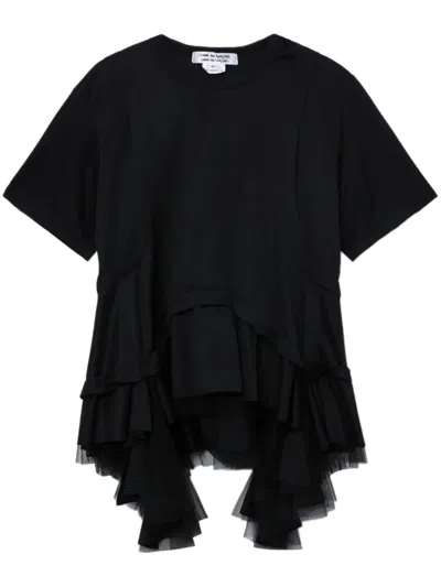 Comme Des Garçons Asymmetric Ruffled T-shirt In Black
