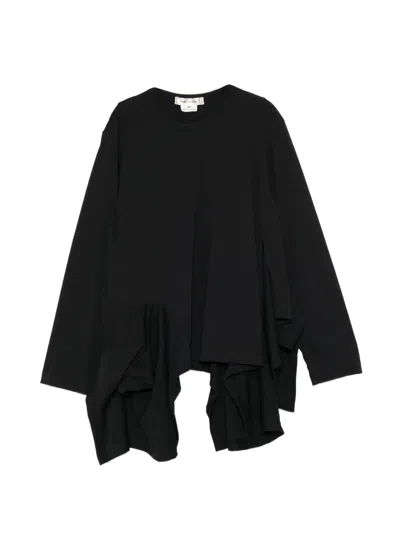 Comme Des Garçons Asymmetric Ruffled T-shirt In Black