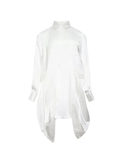 Comme Des Garçons Asymmetric Satin Shirt In White