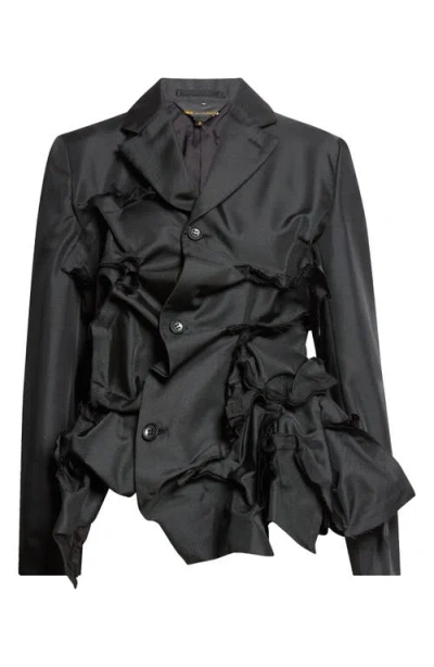 Comme Des Garçons Asymmetric Single Breasted Gabardine Blazer In Black