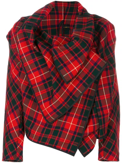 Pre-owned Comme Des Garçons Asymmetric Tartan Jacket In Red