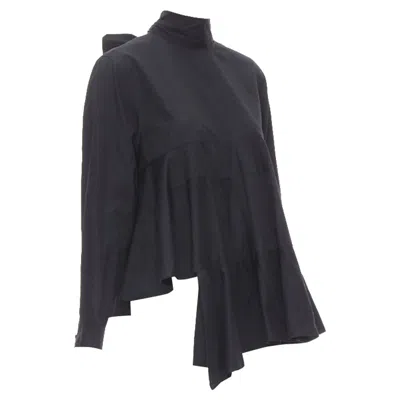 Pre-owned Comme Des Garçons Comme Des Garcons Asymmetric Tiered Flared Tie Back Shirt In Black