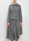 Comme Des Garçons Asymmetric Wool Houndstooth Jacket In Gray