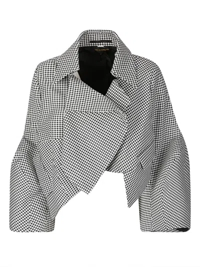COMME DES GARÇONS ASYMMETRIC WOOL JACKET WITH CROPPED FIT
