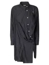 Comme Des Garçons Asymmetrical Black Long Shirt With Fluid Draping In Black