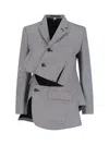 Comme Des Garçons Asymmetric Blazer With Notched Lapel Design In Gray