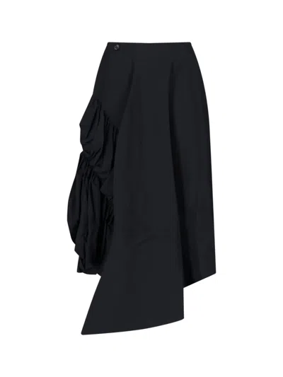 Comme Des Garçons Comme Des Garcons Asymmetrical Draped Wool Skirt In Black
