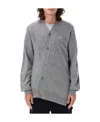 Comme Des Garçons Wool Cardigan With Asymmetric Design And Ribbed Cuffs In Gray