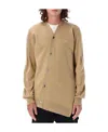 Comme Des Garçons Asymmetrical Knitted Cardigan In Nude