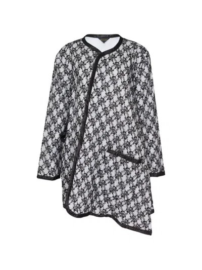 Comme Des Garçons Asymmetrical Lace Coat In Black