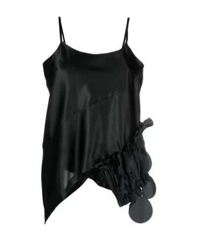 Comme Des Garçons Asymmetrical Pleated Sling In Black