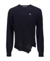 Comme Des Garçons Asymmetric Hem Wool Jumper In Black