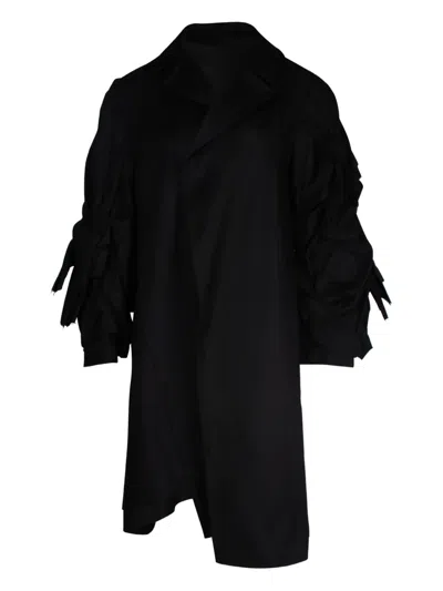 Pre-owned Comme Des Garçons Asymmetrical Ruffled-sleeve Coat In Black