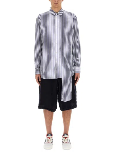 Comme Des Garçons Asymmetrical Striped Shirt In Multicolor