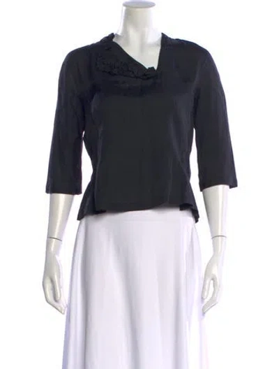 Pre-owned Comme Des Garçons Asymmetrical Three-quarter Sleeve Top In Black