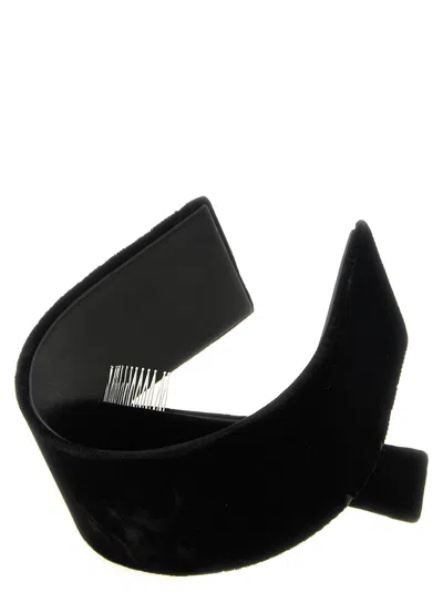 Comme Des Garçons Comme Des Garcons Asymmetrical Velvet Headband In Black