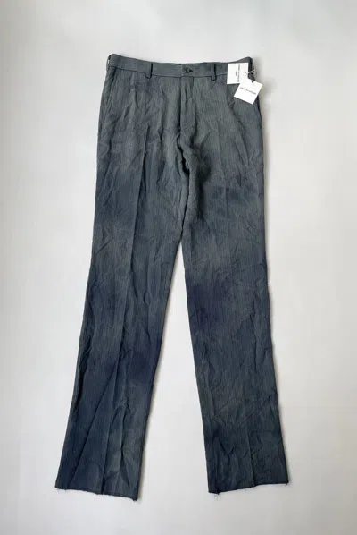 Pre-owned Comme Des Garçons A/w 04 Bleached Pinstripe Wool Trousers In Blue