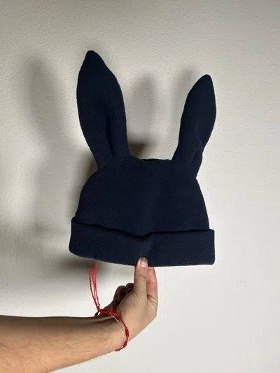 Pre-owned Comme Des Garçons Aw18 Bunny Ear Beanie In Navy