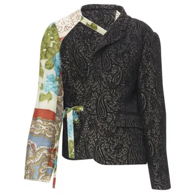 Comme Des Garçons Balmain Tweed Military Button Pocket Power Blazer Jacket In Multi