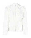 Comme Des Garçons Band-collar Ruffled Fitted Jacket In White