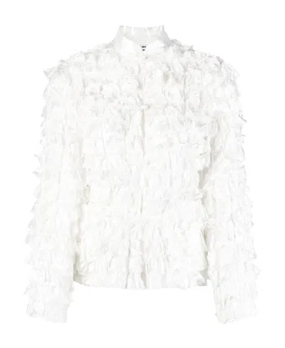 COMME DES GARÇONS BAND-COLLAR RUFFLED FITTED JACKET