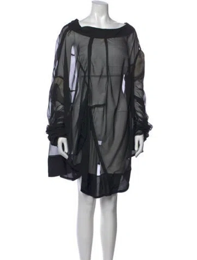 Pre-owned Comme Des Garçons Bateau Neckline Long Sleeve Tunic In Black